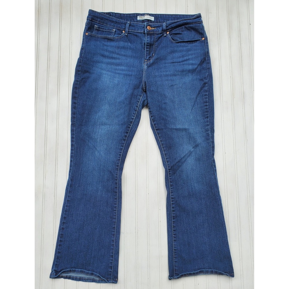 Signature Levi Strauss Womens 16 Short Mid Rise Bootcut Jeans Dark Wash Western - Picture 1 of 10